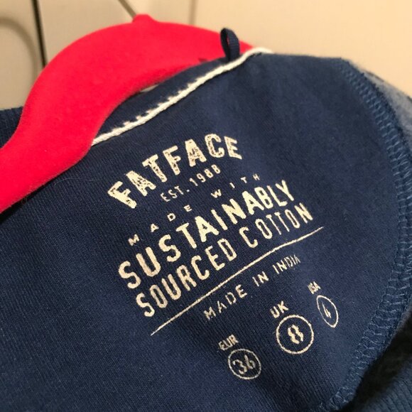 FatFace Women's Blue Alex Textured Leaves Crew Sweatshirt- Size 4, NWOT - Picture 3 of 5